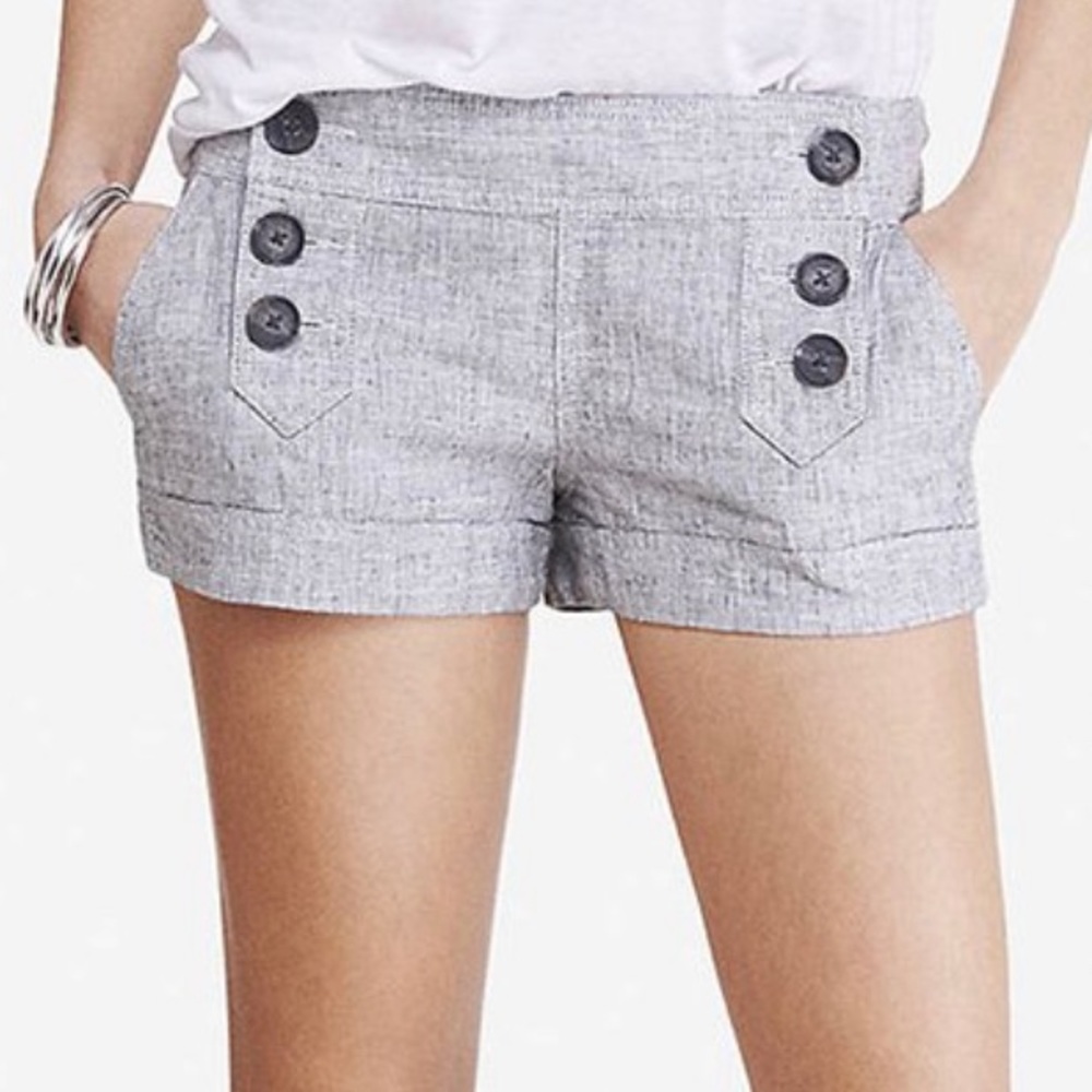 Express Linen Cotton Sailor Gray Hot Pants Shorts 2